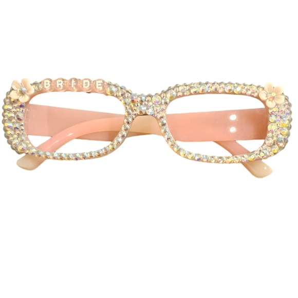 Handmade Accessories - Handmade BRIDE Swarovski Crystal Rectangle Rosey Sunglasses